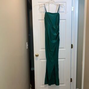 Honey and Rosie Green Spaghetti Strap Prom Gown
